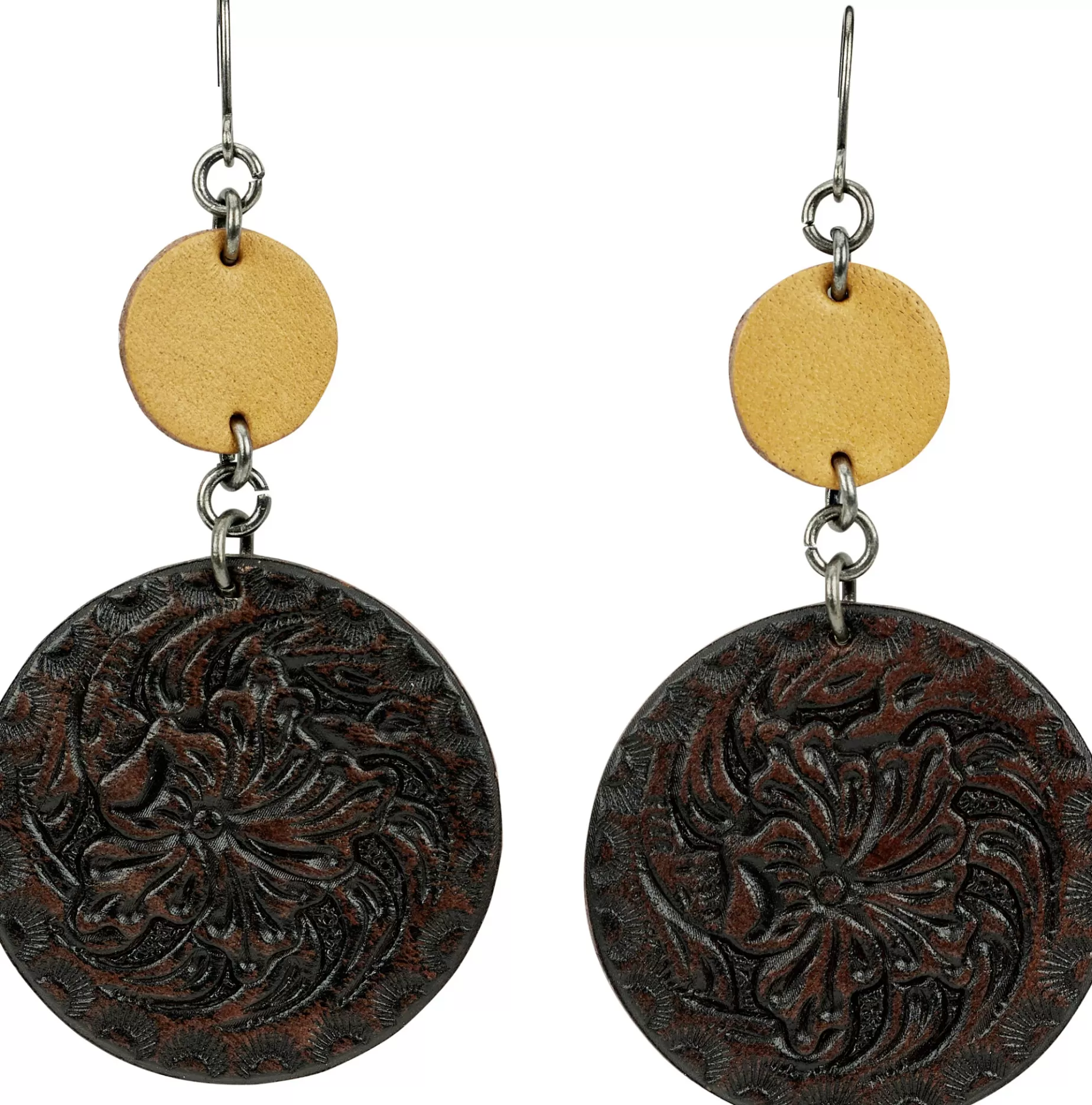 Mujer Justin Boots Leather Disc Earrings