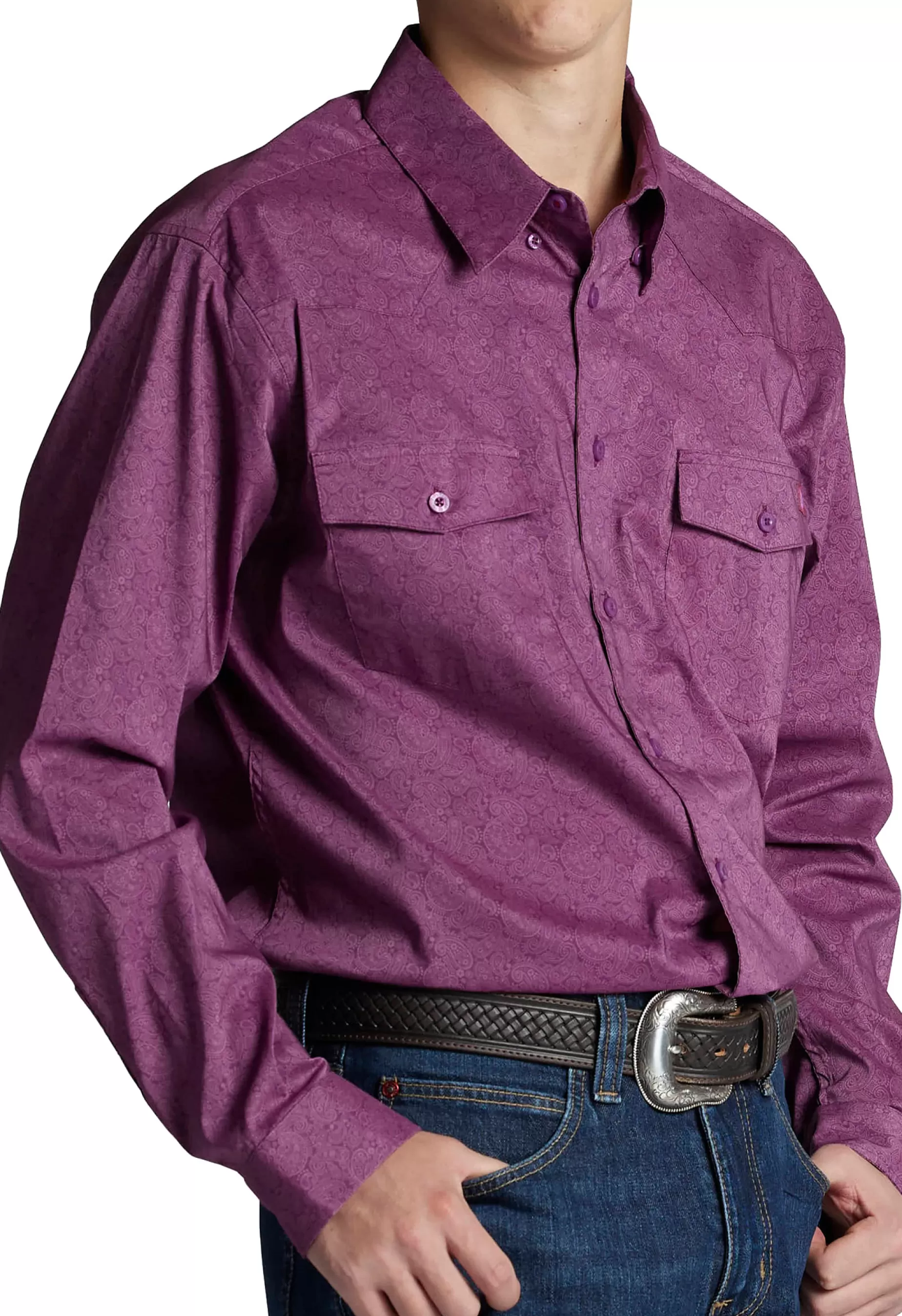 Hombre Justin Boots Paisley Button Down