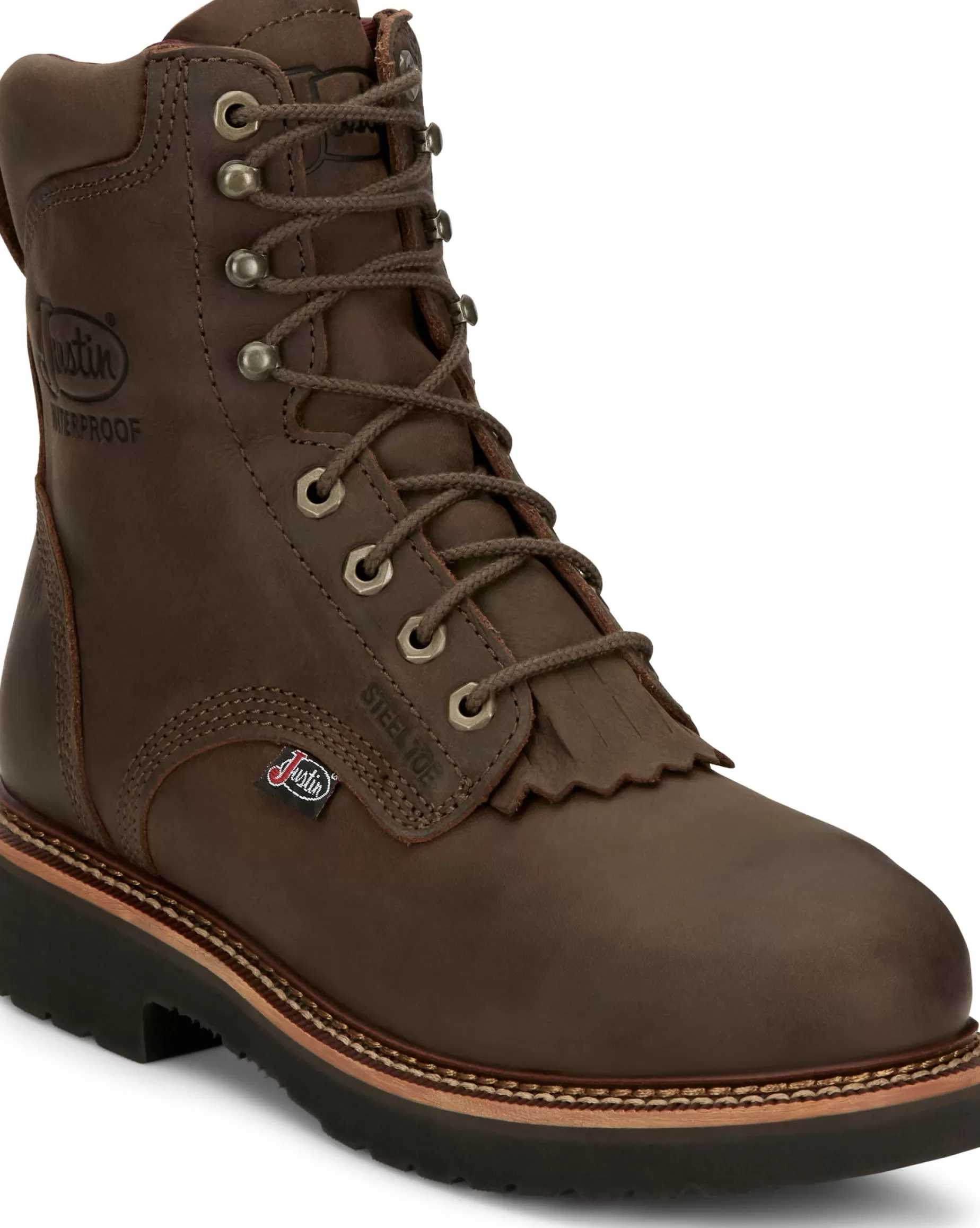 Hombre Justin Boots Rivot 8" Waterproof Steel Toe