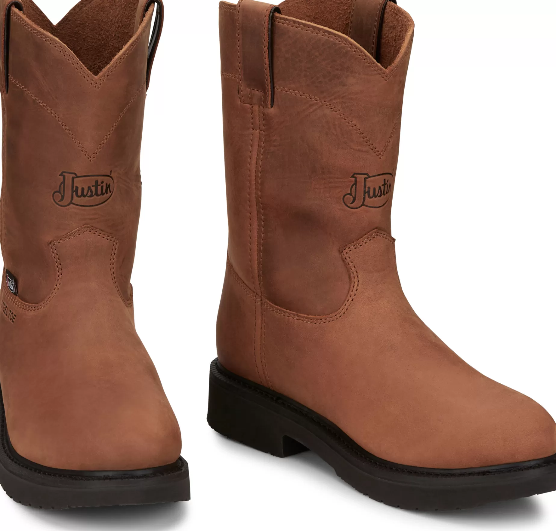 Hombre Justin Boots Round-Up 10” Steel Toe