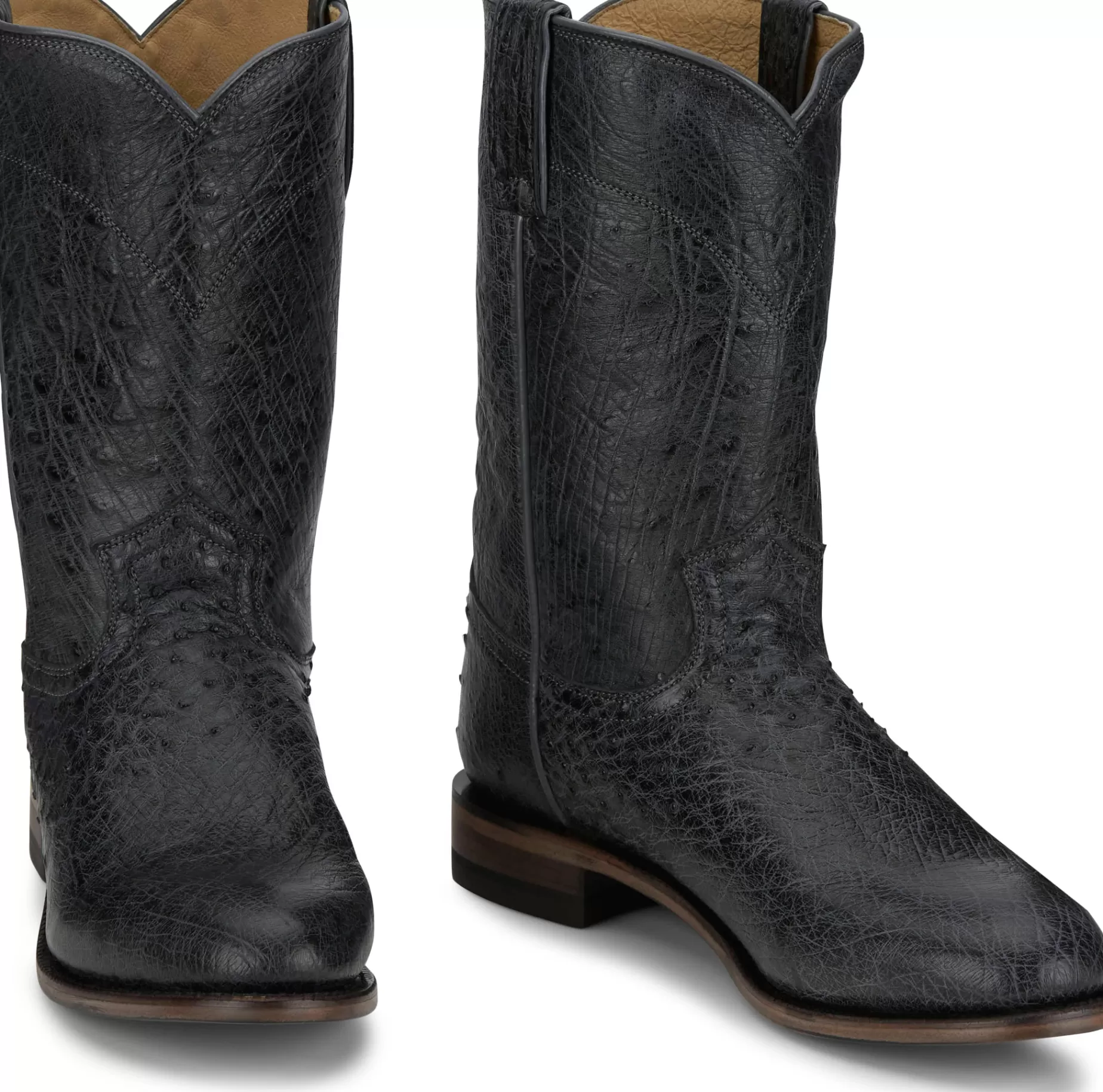 Hombre Justin Boots Stinson 10" Smooth Ostrich Roper