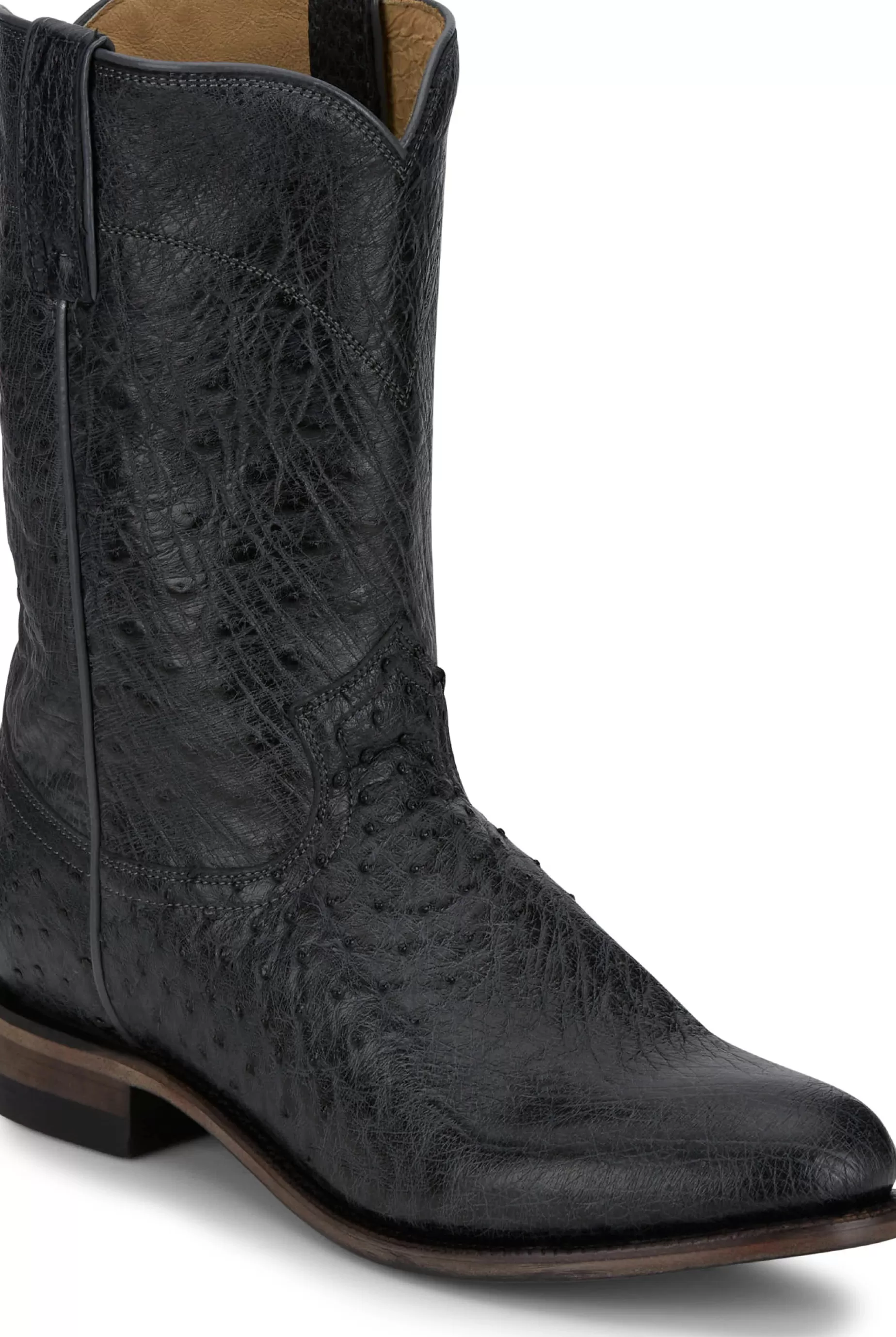 Hombre Justin Boots Stinson 10" Smooth Ostrich Roper