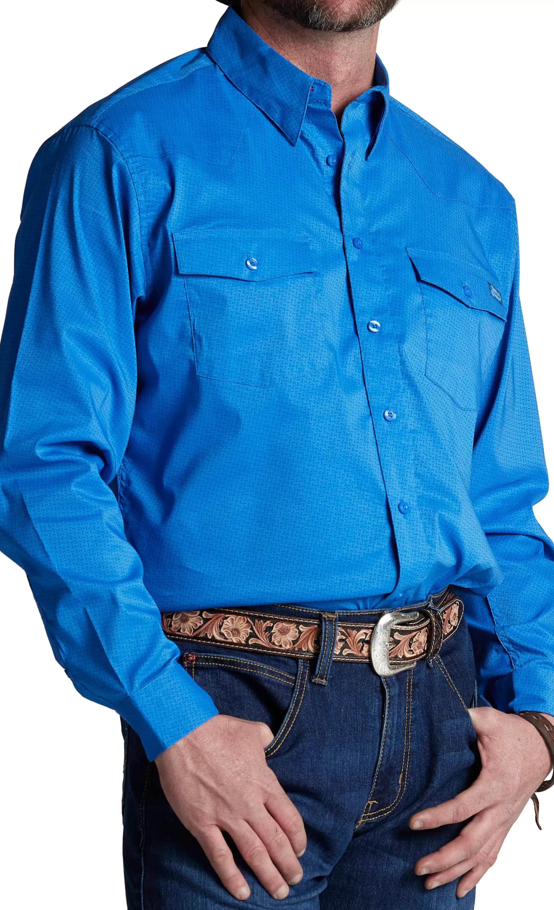 Hombre Justin Boots Woven Button Down