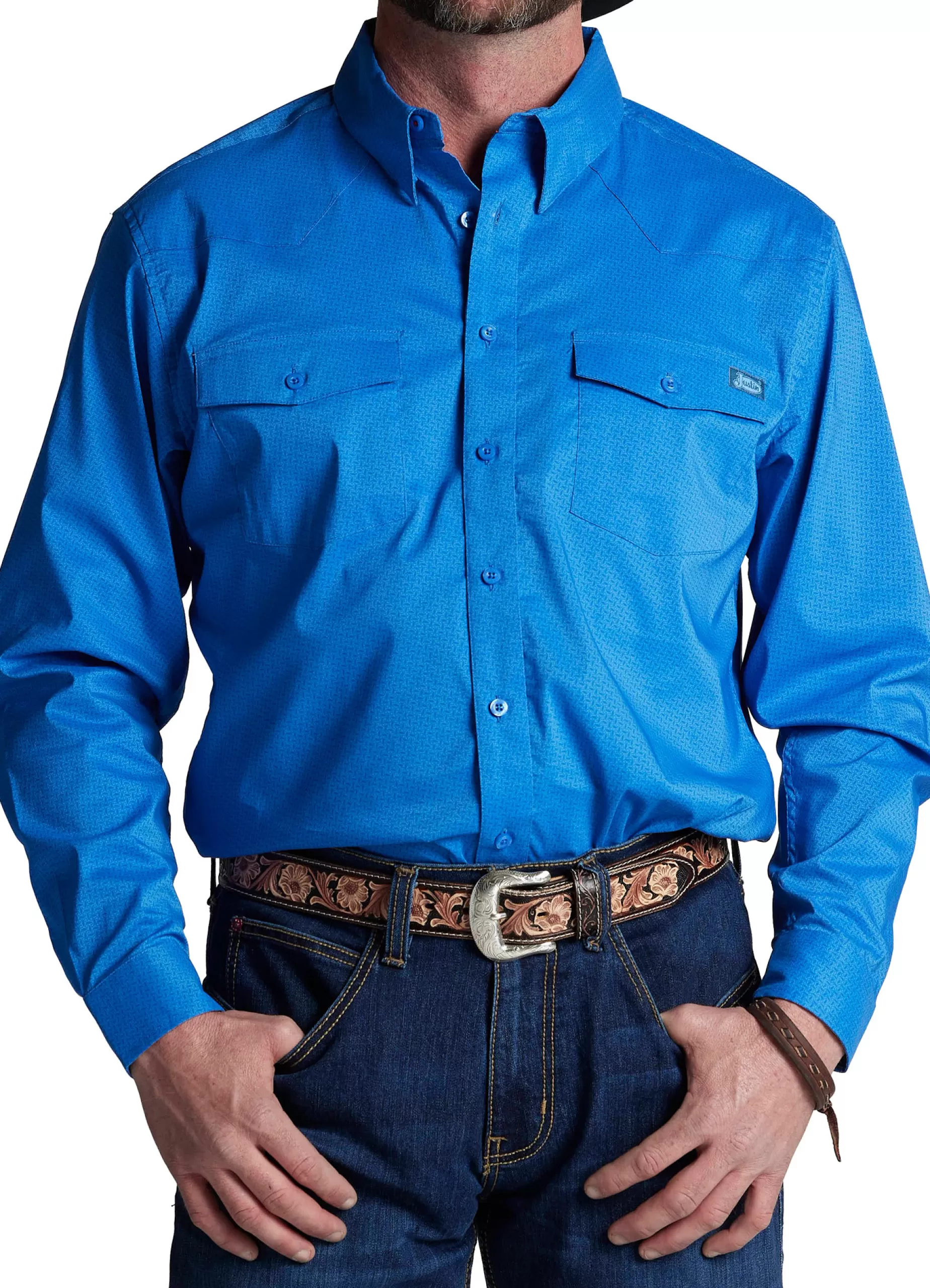 Hombre Justin Boots Woven Button Down